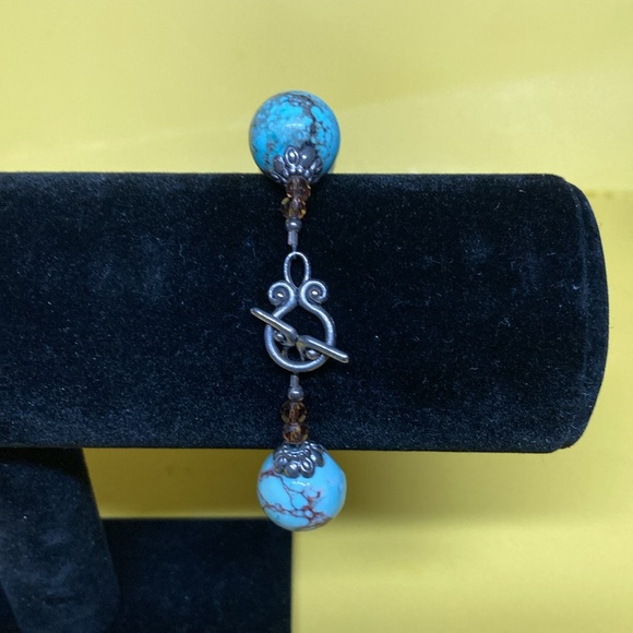 Turquoise and silver ball bracelet - Picture 2 of 4